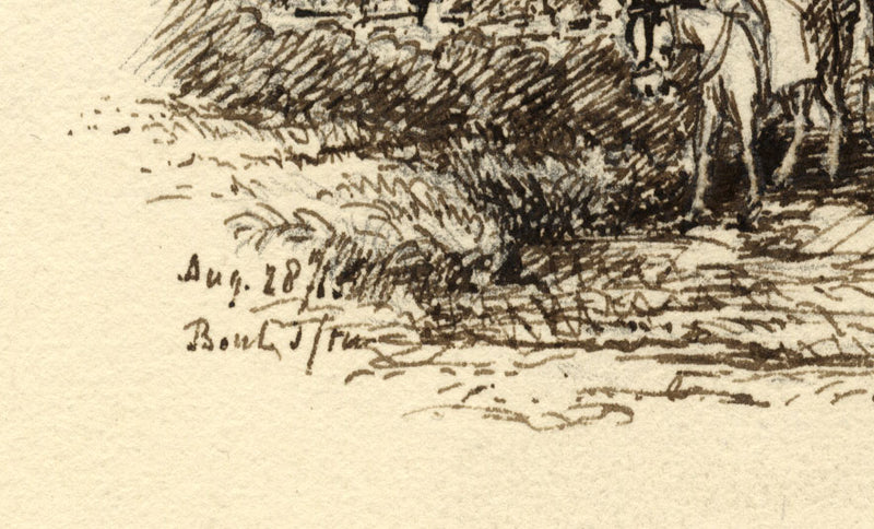 Travelling Milkmaids with Donkey – Original 1815 pen & ink drawing