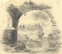 Picturesque Capriccio with Ruined Arch – early 19th-century graphite drawing