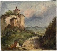 OS, Abadía de Mont Sainte-Odile (Abadía de Hohenburg), Alsacia – acuarela de principios del siglo XIX