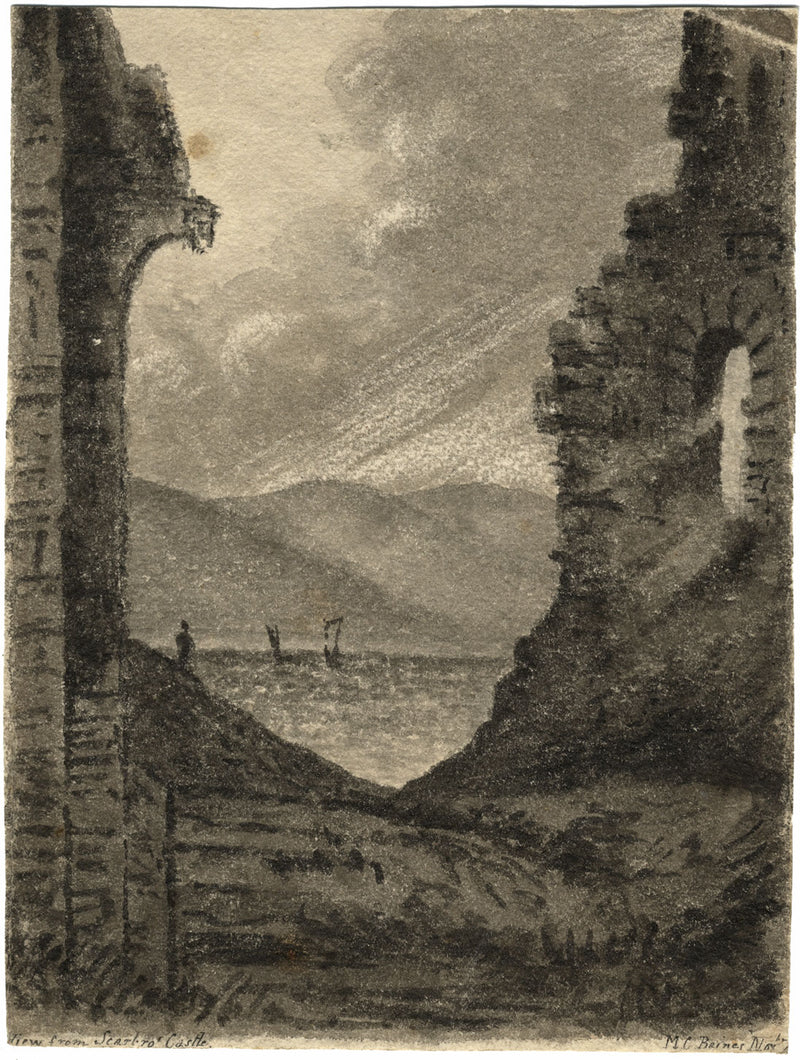 MC Baines, Vista dal castello di Scarborough – acquerello di inizio XIX secolo