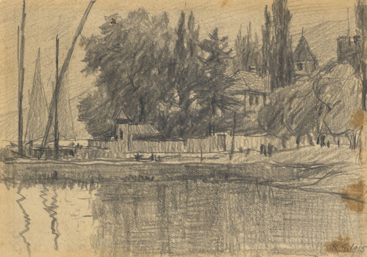 Robert Charles Goff, La Tour-de-Peilz, Vevey, Switzerland –1917 graphite drawing