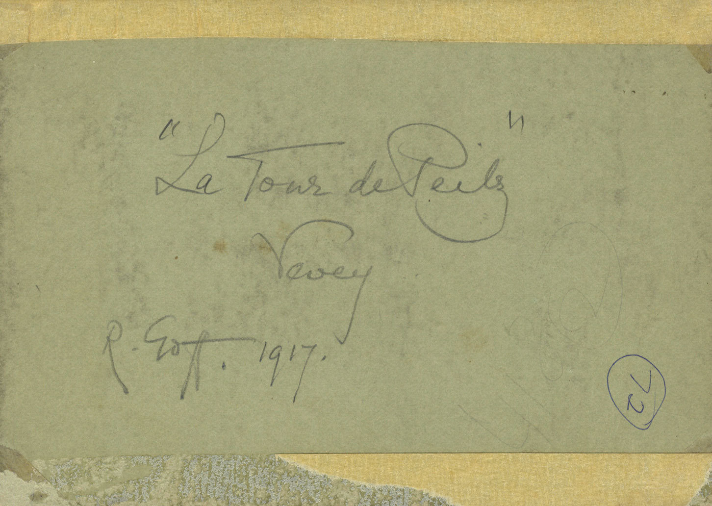 Robert Charles Goff, La Tour-de-Peilz, Vevey, Suiza –dibujo de grafito de 1917