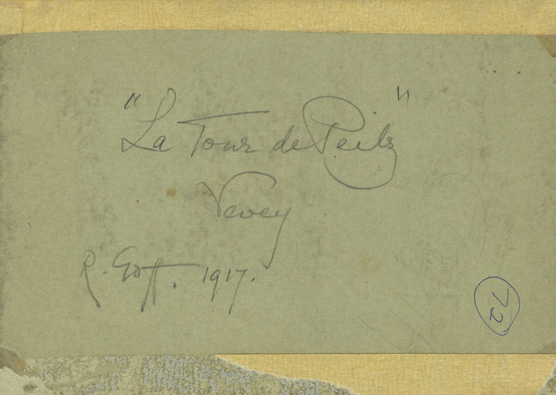 Robert Charles Goff, La Tour-de-Peilz, Vevey, Suiza –dibujo de grafito de 1917