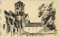 James Ardern Grant, Abbazia di Vézelay, Yonne, Francia – disegno a penna e inchiostro dei primi del XX secolo