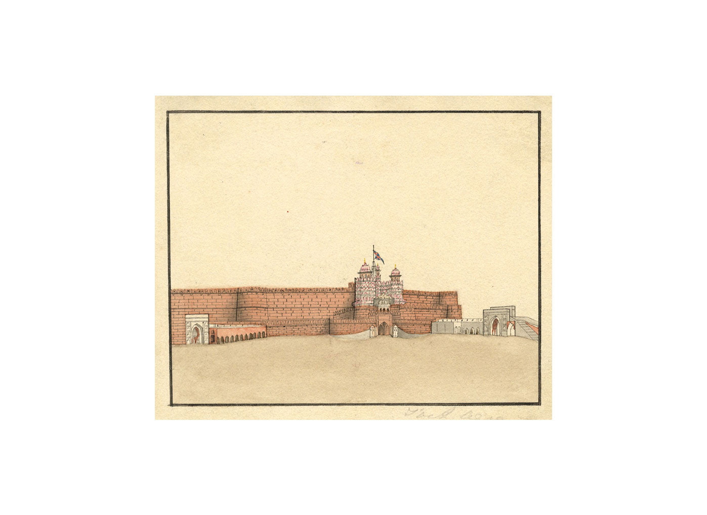 Indian Company School, Delhi Gate, Agra Fort – early 19th-century watercolour