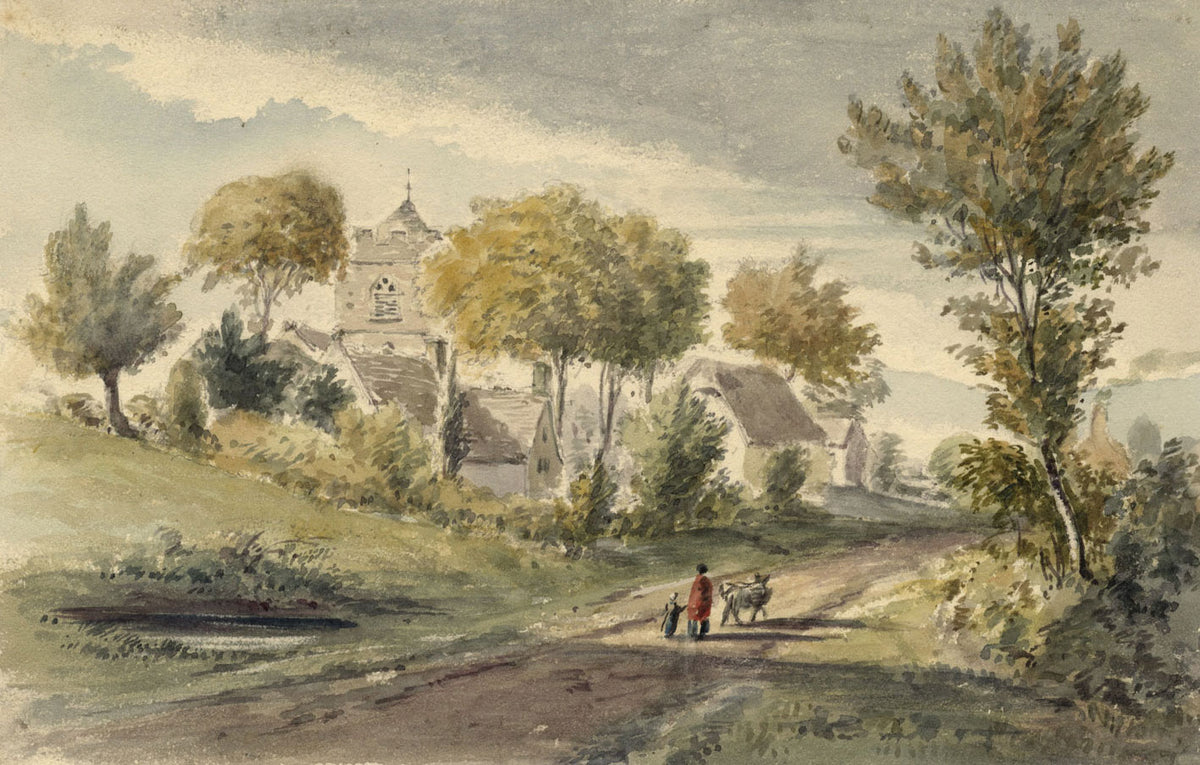 Alexander Monro, Cranham Church & Cottages, Shepscombe, Glos. – 1828 watercolour