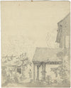 John Monro, Water Well with Hanging Laundry – early 19th-century watercolour
