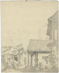 John Monro, Water Well with Hanging Laundry – early 19th-century watercolour