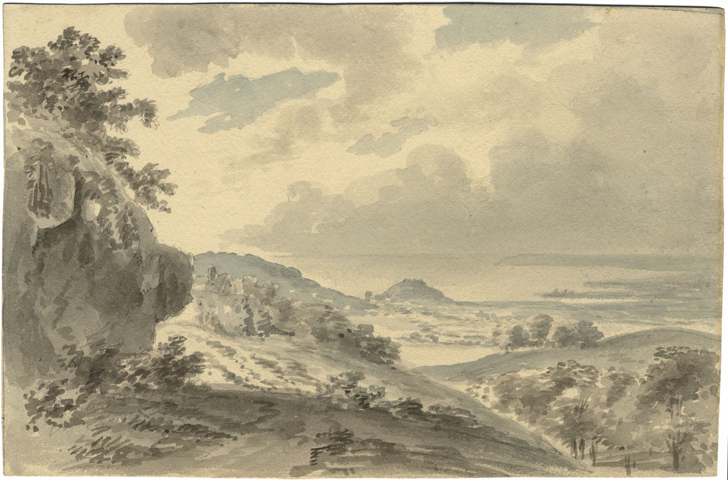 Alexander Monro, Extensive Coastal View –early 19th-century watercolour painting