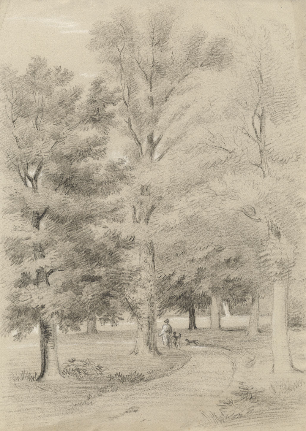 Alexander Monro, The Entrance to the House at Albury, Surrey –1836 chalk drawing