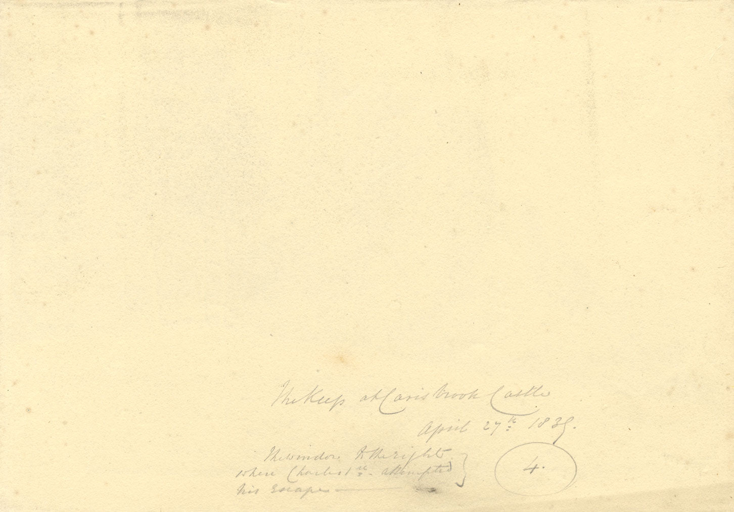 Monro, Il mastio del castello di Carisbrooke, Isola di Wight – disegno a grafite del 1839