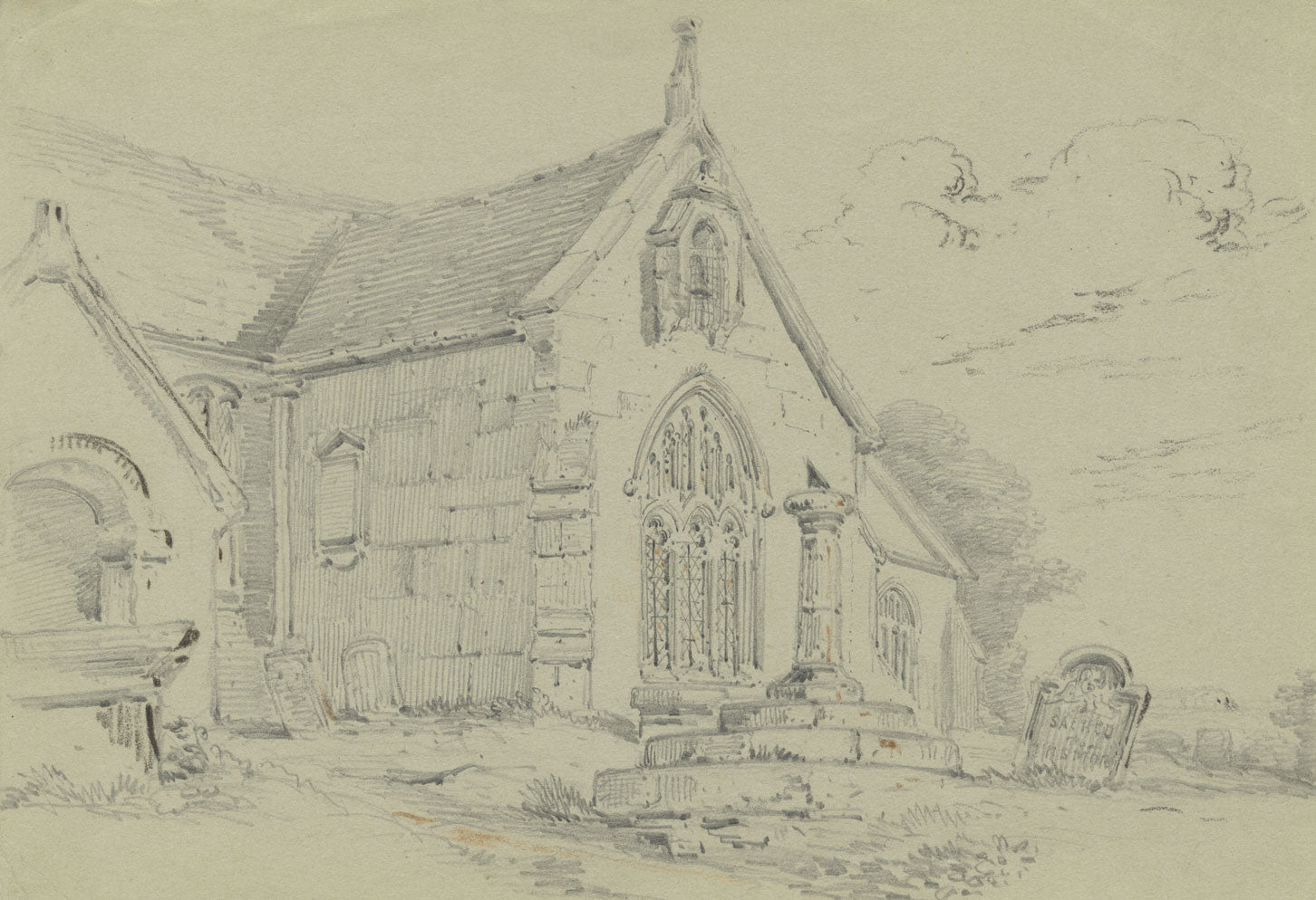 Monro, All Saints' Church, Godshill, Isle of Wight – 1839 graphite drawing