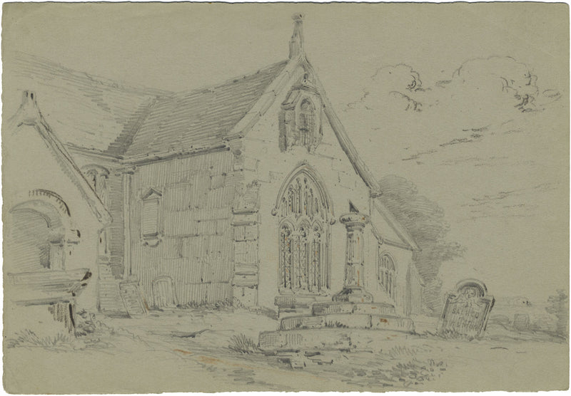 Monro, Iglesia de Todos los Santos, Godshill, Isla de Wight – Dibujo a grafito de 1839