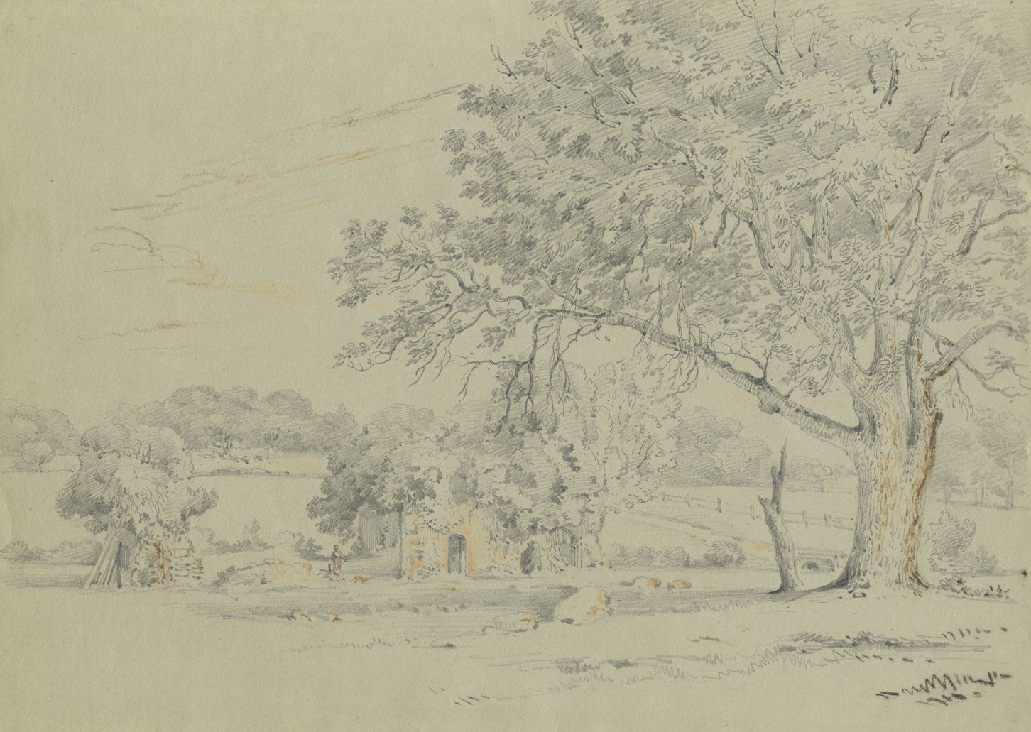 Monro, Ruins of the Old Quarr Abbey, Ryde, Isle of Wight – 1839 graphite drawing