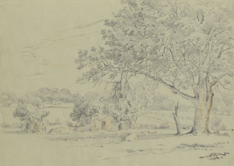 Monro, Ruins of the Old Quarr Abbey, Ryde, Isle of Wight – 1839 graphite drawing