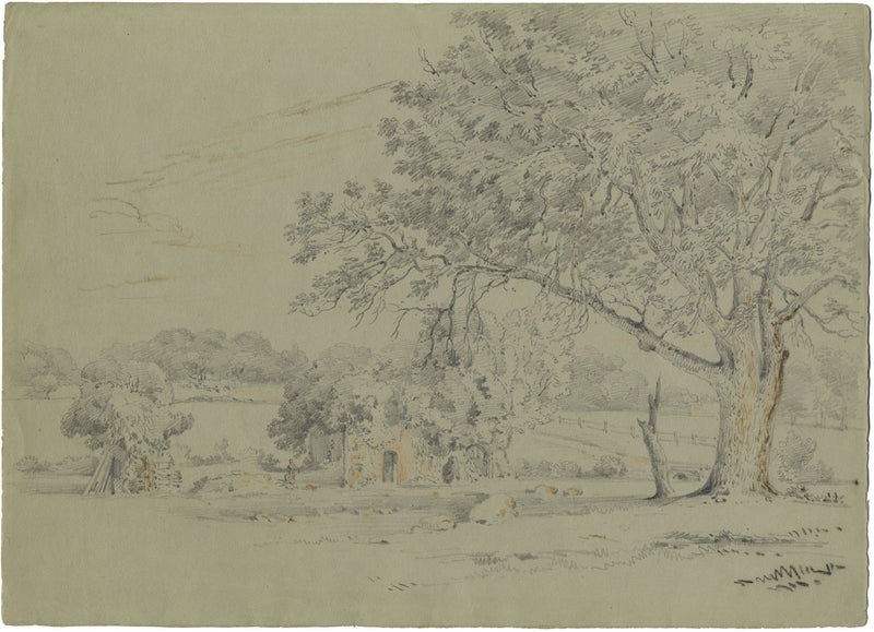 Monro, Ruins of the Old Quarr Abbey, Ryde, Isle of Wight – 1839 graphite drawing