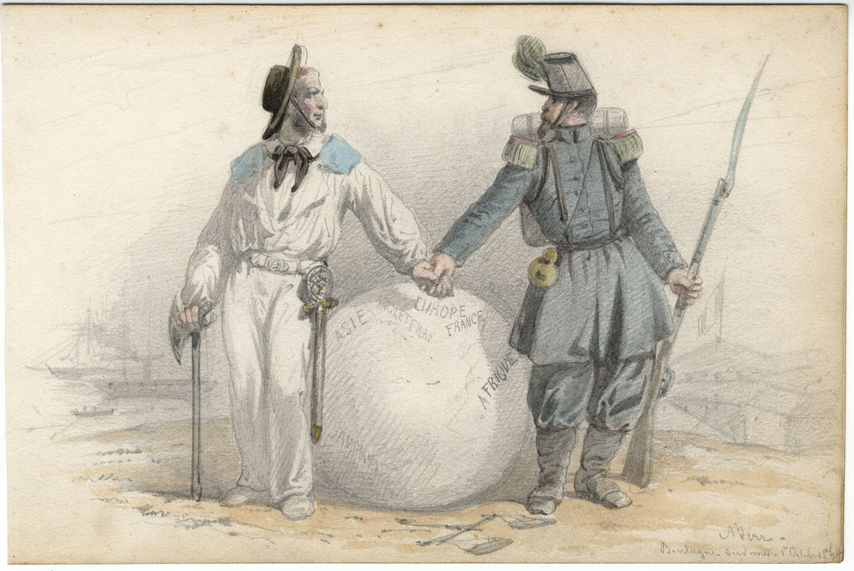 Berr, Inghilterra e Francia, alleati nell'Impero – Acquerello originale del 1854