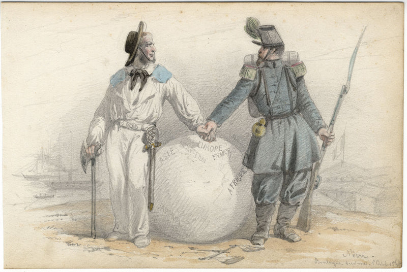 Berr, England & France, Allies in Empire – Original 1854 watercolour painting