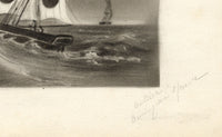 Sailing Ketch, Boulogne-sur-Mer, France – mid-19th-century charcoal drawing