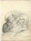 E.J. Burn, 'Les Moustaches' – Original 1841 graphite drawing