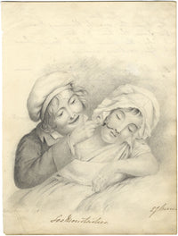 E.J. Burn, 'Les Moustaches' – Original 1841 graphite drawing