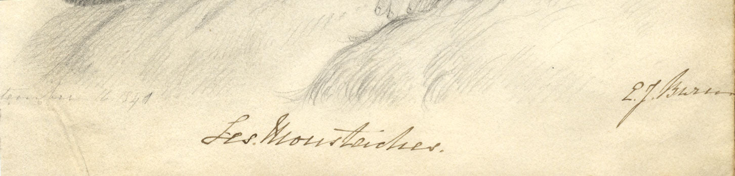 E.J. Burn, 'Les Moustaches' – Original 1841 graphite drawing