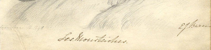 E.J. Burn, 'Les Moustaches' – Original 1841 graphite drawing