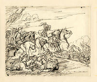 John Grant, Scena di battaglia di cavalleria – disegno a penna e inchiostro della metà del XIX secolo