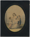 Regency Mother with Her Two Children – early 19th-century watercolour painting
