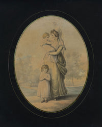Regency Mother with Her Children – early 19th-century watercolour painting