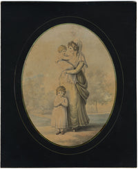 Regency Mother with Her Children – early 19th-century watercolour painting