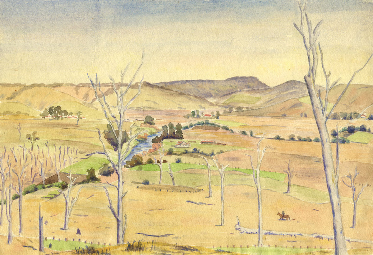 Stan Simpson, Towards Tuncester, New South Wales, Australia – 1944 watercolour