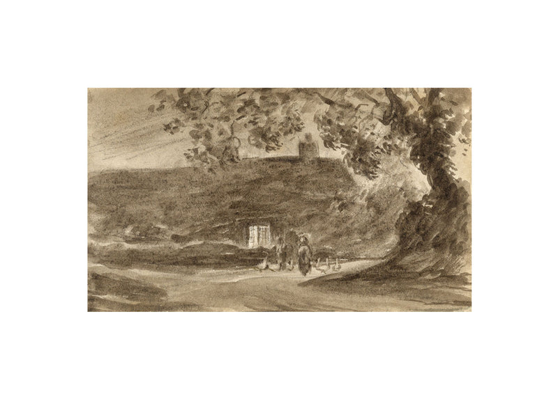 Attrib. Lucette Barker, Figures with Geese, Thirkleby N. Yorks –1856 watercolour