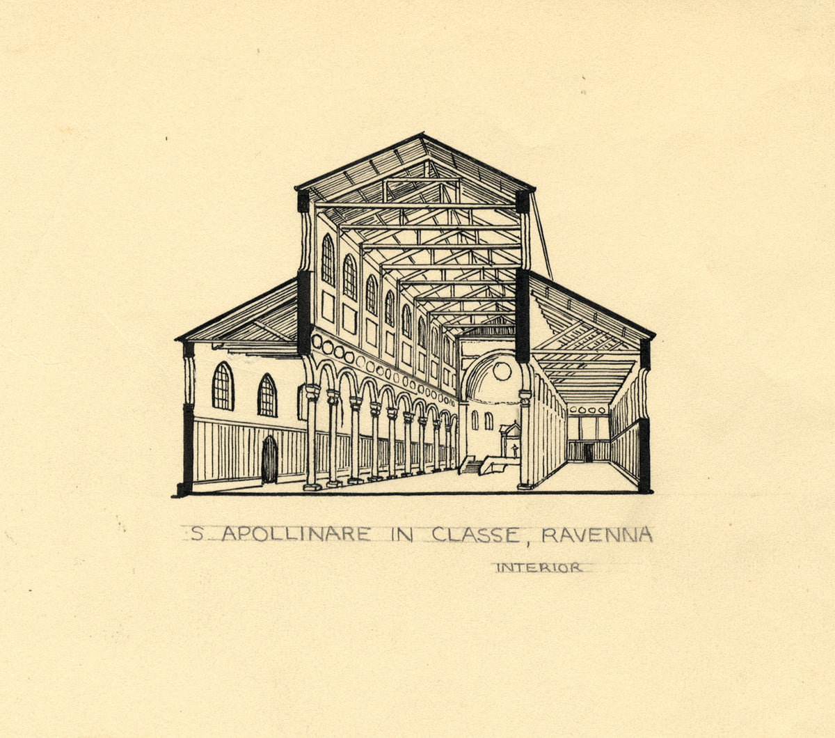 Architectural Section, Sant'Apollinare in Classe, Ravenna – c.1920s drawing