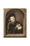 F.M.H., Boy with Cat Niche Painting after Gerrit Dou – c.1830s watercolour