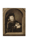 FMH, Ragazzo con gatto, dipinto in nicchia da Gerrit Dou – acquerello del 1830 circa
