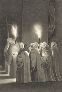 Attrib. Mary Heber, Carthusian Monks by Torchlight –c.1830s watercolour painting