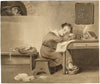 Attrib. Mary Heber, Dutch Schoolroom with Dreaming Boy – c.1830s watercolour