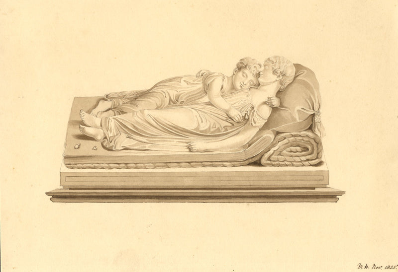 Attrib. Mary Heber, Sleeping Children Sculpture by F. Chantrey –1835 watercolour