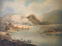 William Anderson, Figures Boarding Ferry in a Landscape –early C19th watercolour