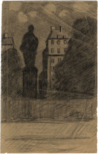 R. Smirnov, Visione notturna simbolista russa – Disegno originale a carboncino del 1916