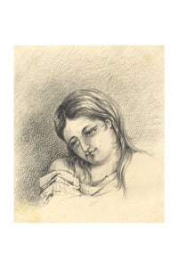 Portrait of a Girl – Original early 19th-century graphite drawing