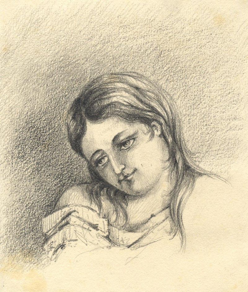 Ritratto di ragazza – Disegno originale a grafite dei primi anni del XIX secolo
