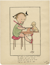 After Mabel Lucie Attwell, Schooldays Cartoon – c.1925 watercolour painting
