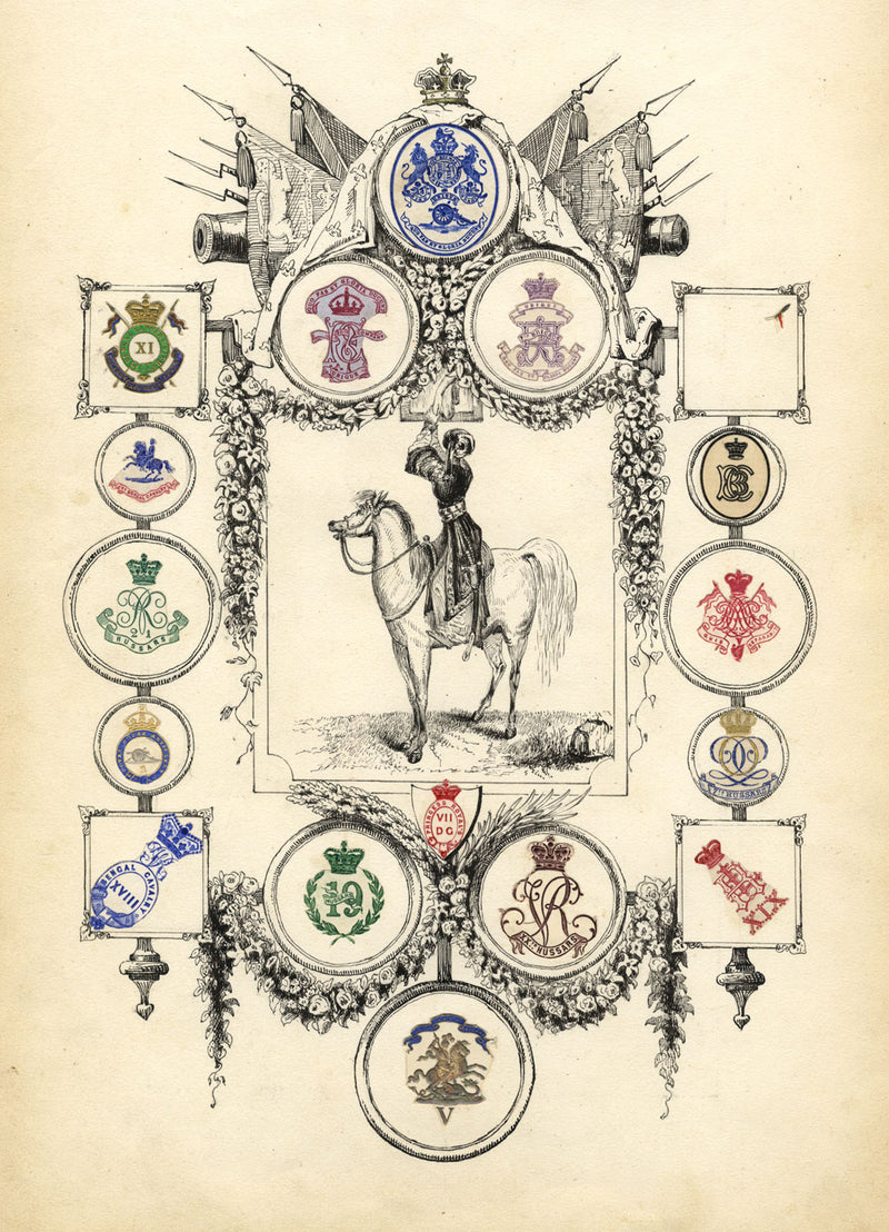 Album Héraldique Hussars Military Crests – mid-C19th engraving & drawing