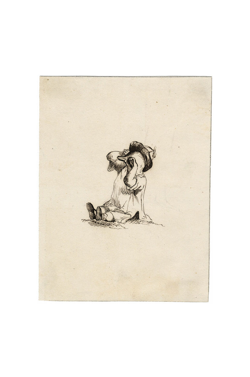 Fumetto di anatra antropomorfa – Disegno originale a penna e inchiostro dei primi anni del XIX secolo