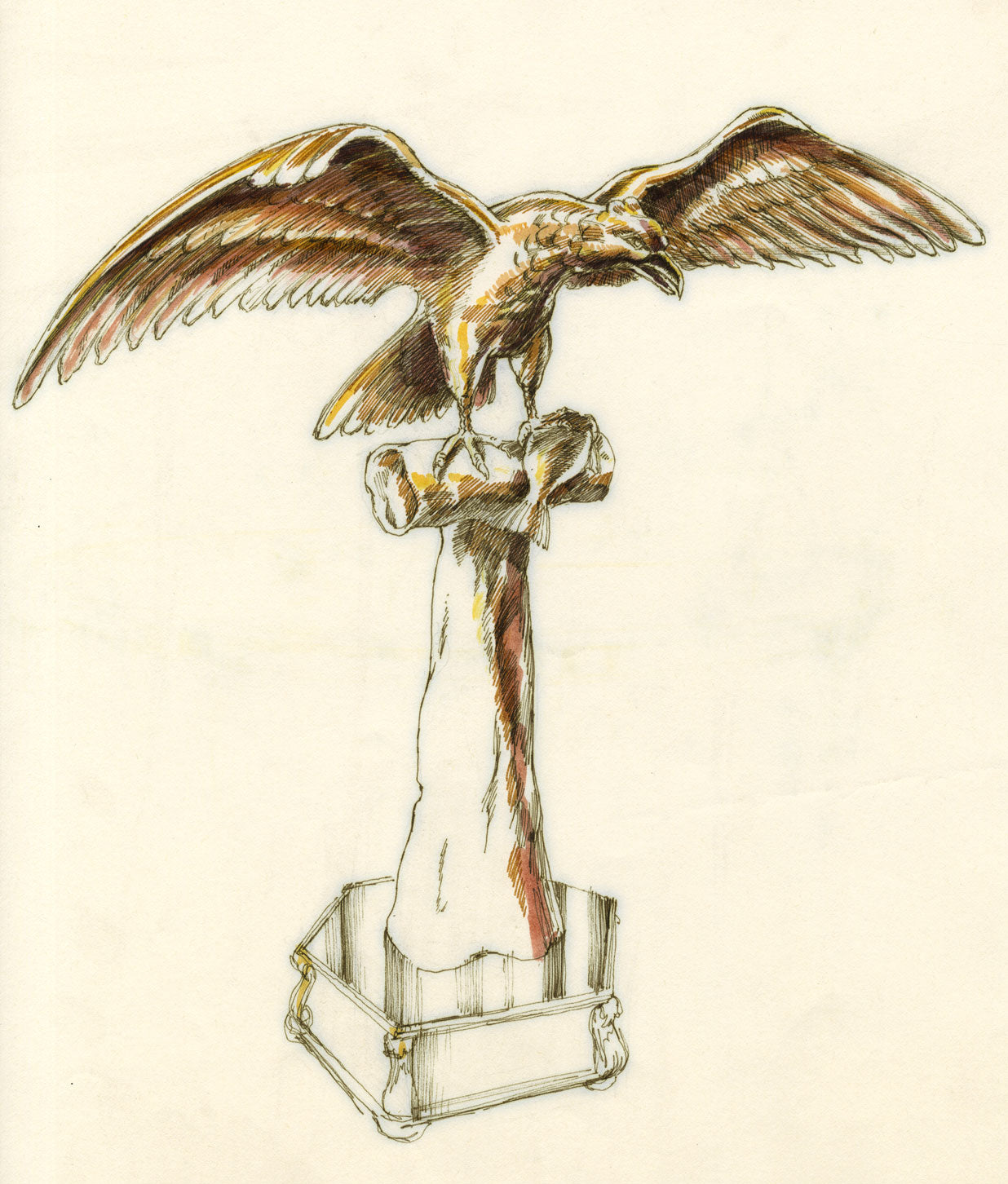 Regency Interior Design: Giltwood Eagle – Original ink & wash drawing