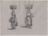 Figure Studies, Woman Carrying Basket on Head, Italy – c.1840 graphite drawing