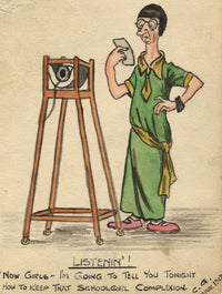 C.G., 'How to Keep that Schoolgirl Complexion' Cartoon – 1927 watercolour