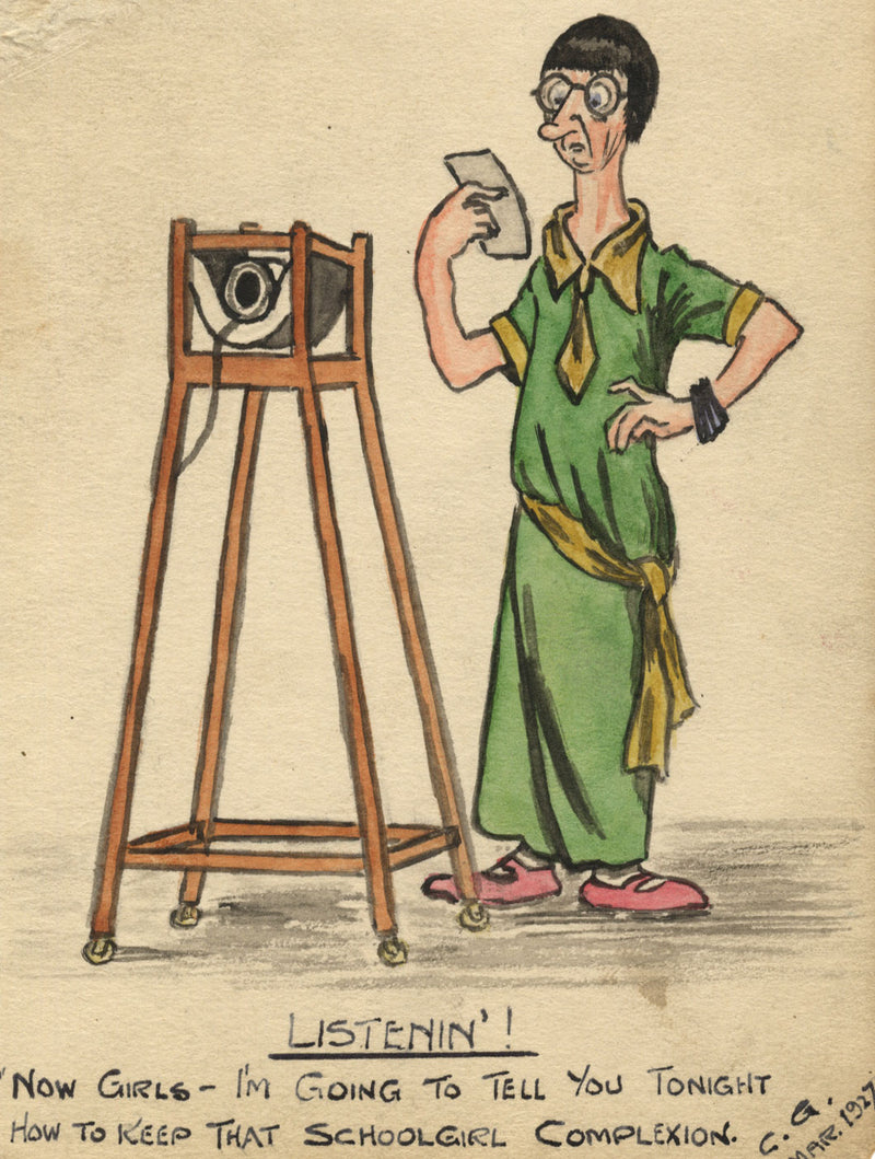 C.G., 'How to Keep that Schoolgirl Complexion' Cartoon – 1927 watercolour
